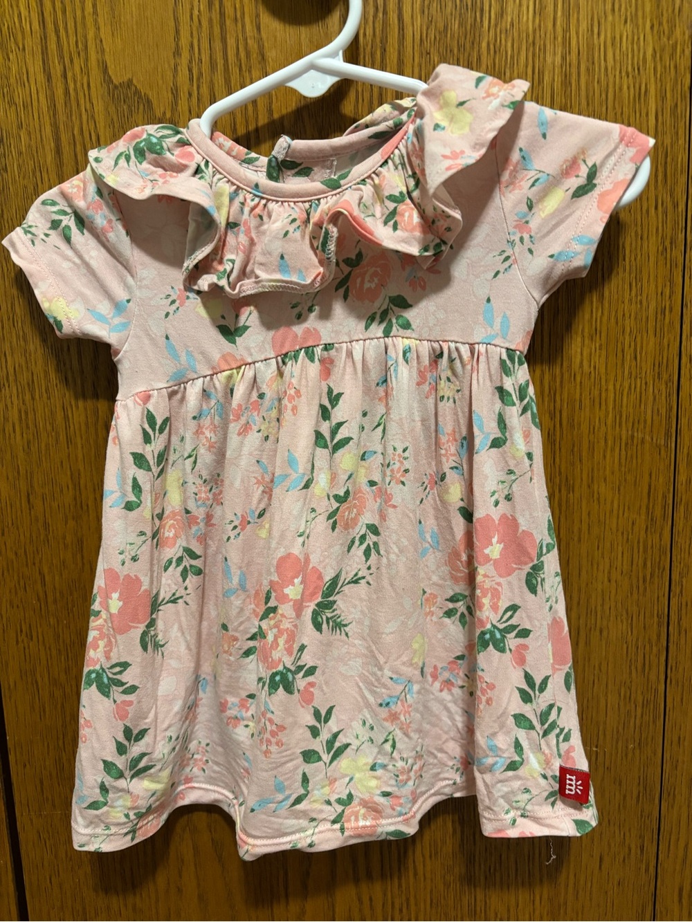 Magnetic Me Pink Floral Ruffle Neck Dress
